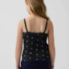 Camiseta sin mangas infantil con ribete de encaje y tejido de gofre