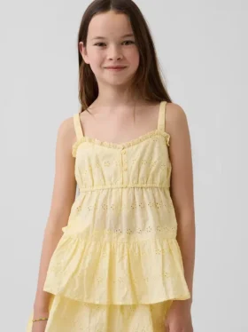 Camiseta sin mangas infantil con volantes y ojales