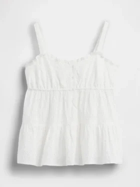 Camiseta sin mangas infantil con volantes y ojales