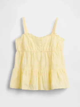 Camiseta sin mangas infantil con volantes y ojales