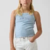 Camiseta sin mangas infantil de cuello cuadrado con canalé
