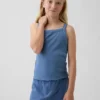 Camiseta sin mangas infantil de cuello cuadrado con canalé