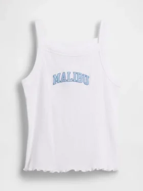 Camiseta sin mangas infantil de cuello cuadrado con canalé