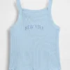 Camiseta sin mangas infantil de cuello cuadrado con canalé