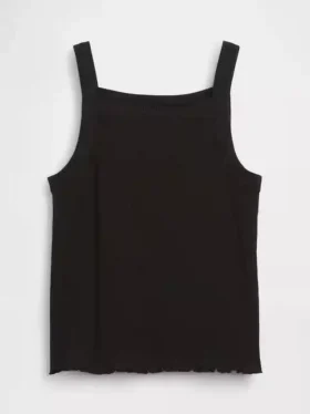 Camiseta sin mangas infantil de cuello cuadrado con canalé