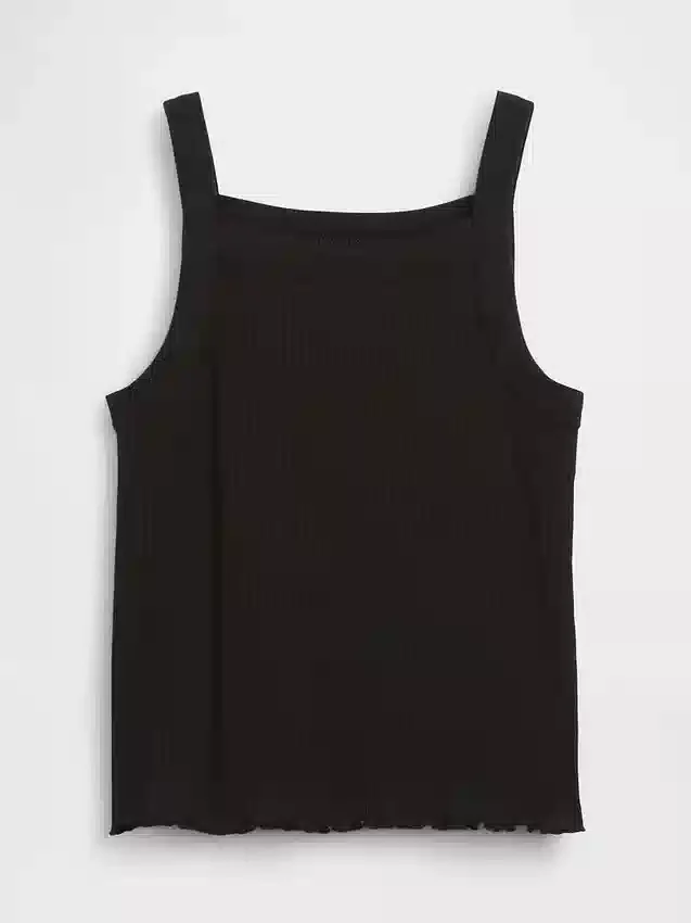 Camiseta sin mangas infantil de cuello cuadrado con canalé