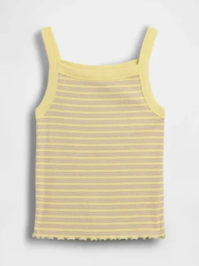 Camiseta sin mangas infantil de cuello cuadrado con canalé