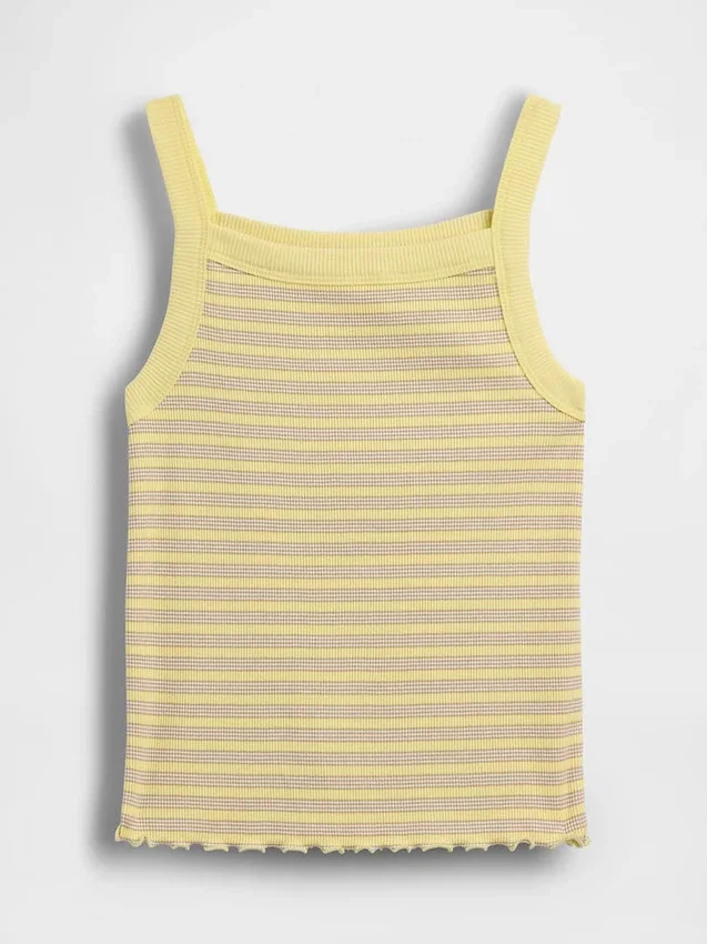 Camiseta sin mangas infantil de cuello cuadrado con canalé