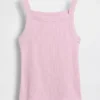Camiseta sin mangas infantil de cuello cuadrado con canalé