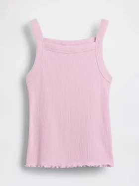 Camiseta sin mangas infantil de cuello cuadrado con canalé