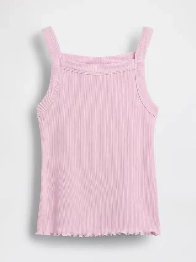 Camiseta sin mangas infantil de cuello cuadrado con canalé