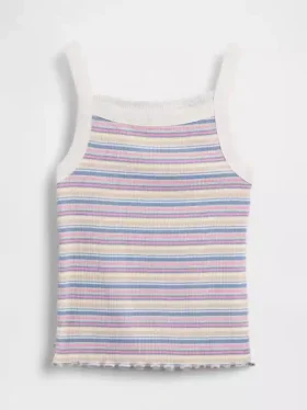 Camiseta sin mangas infantil de cuello cuadrado con canalé
