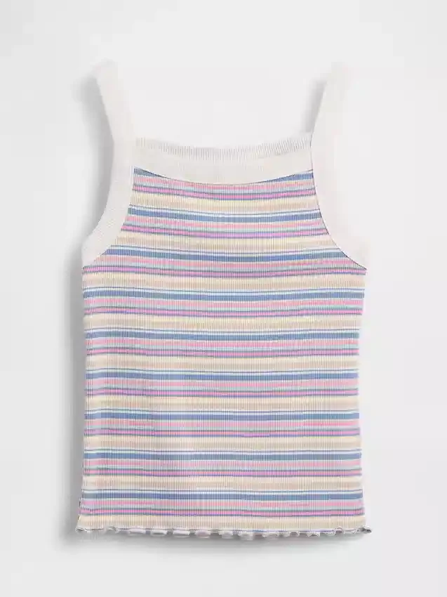 Camiseta sin mangas infantil de cuello cuadrado con canalé