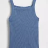 Camiseta sin mangas infantil de cuello cuadrado con canalé