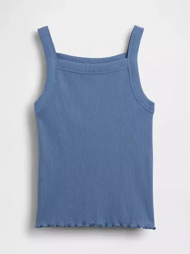 Camiseta sin mangas infantil de cuello cuadrado con canalé