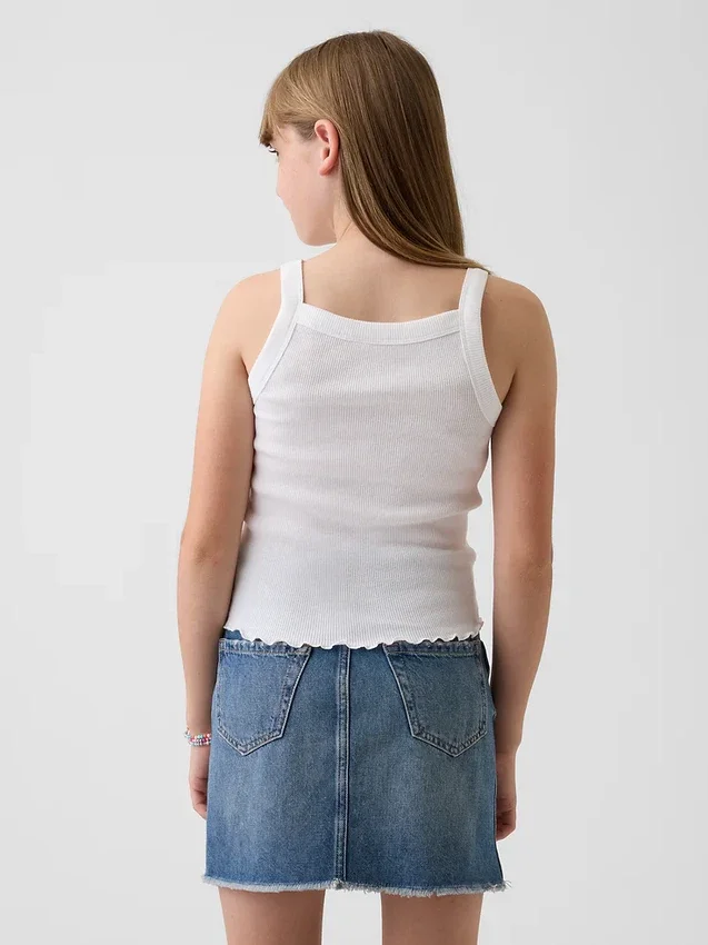 Camiseta sin mangas infantil de cuello cuadrado con canalé