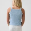 Camiseta sin mangas infantil de cuello cuadrado con canalé
