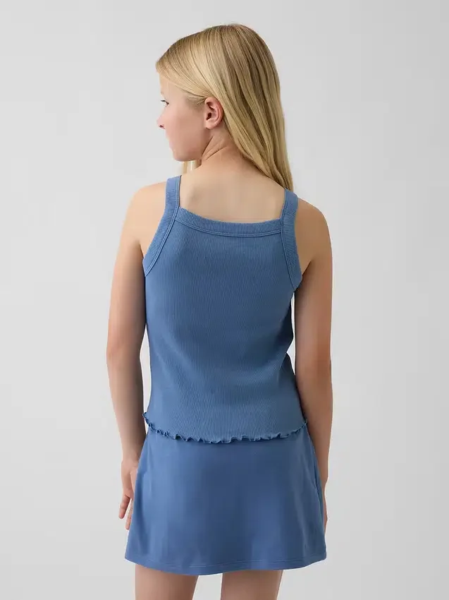 Camiseta sin mangas infantil de cuello cuadrado con canalé