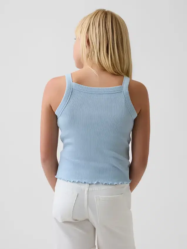 Camiseta sin mangas infantil de cuello cuadrado con canalé