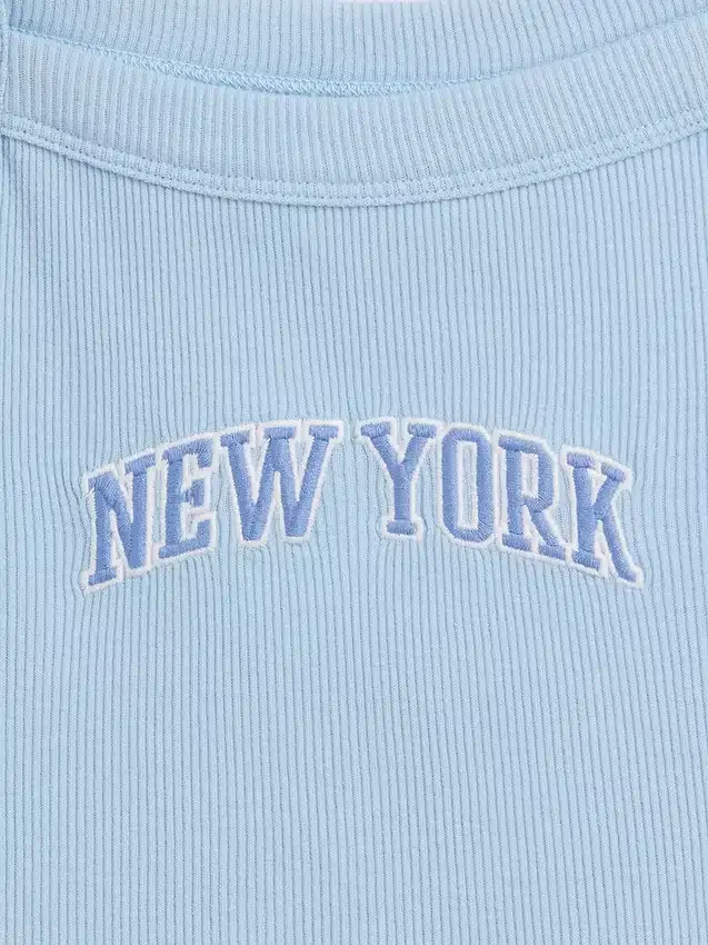 Camiseta sin mangas infantil de cuello cuadrado con canalé