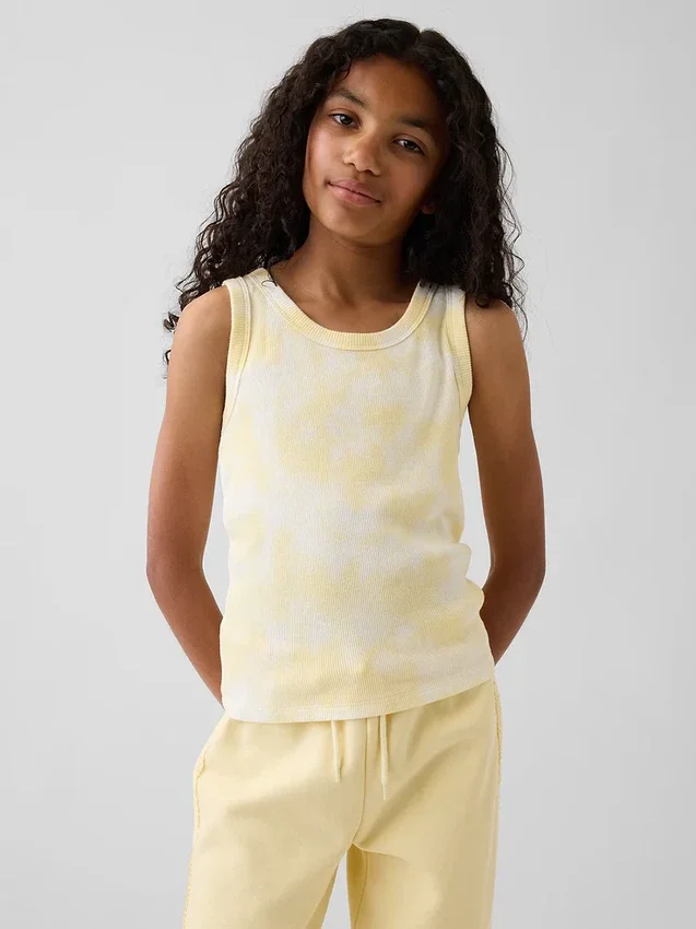 Camiseta sin mangas para niño con efecto tie-dye y cuello acanalado