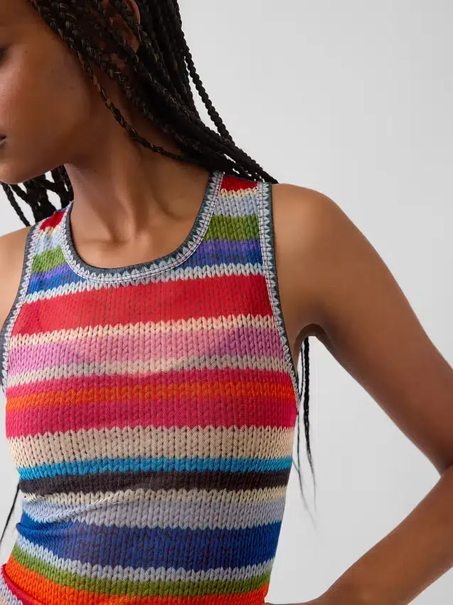 Camiseta sin mangas transparente «Happy Stripe» de Gapstudio