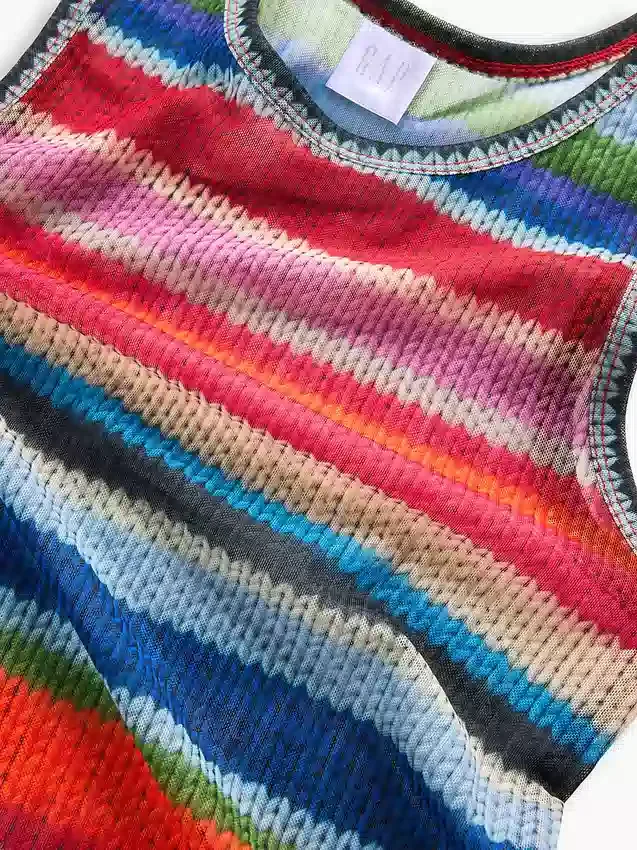 Camiseta sin mangas transparente «Happy Stripe» de Gapstudio