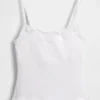 Camiseta sin tirantes con sujetador incorporado de algodón elástico orgánico y ribete de encaje