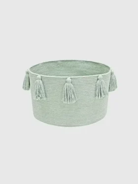 Cesta de Lorena Canals con borlas nuevas en azul salvia