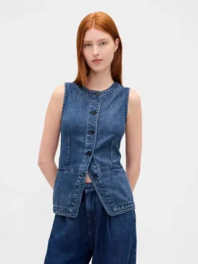 Chaleco largo de denim ultrasuave