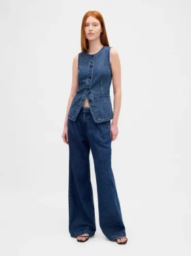 Chaleco largo de denim ultrasuave