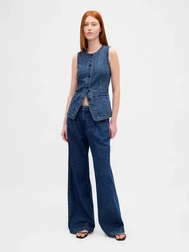 Chaleco largo de denim ultrasuave