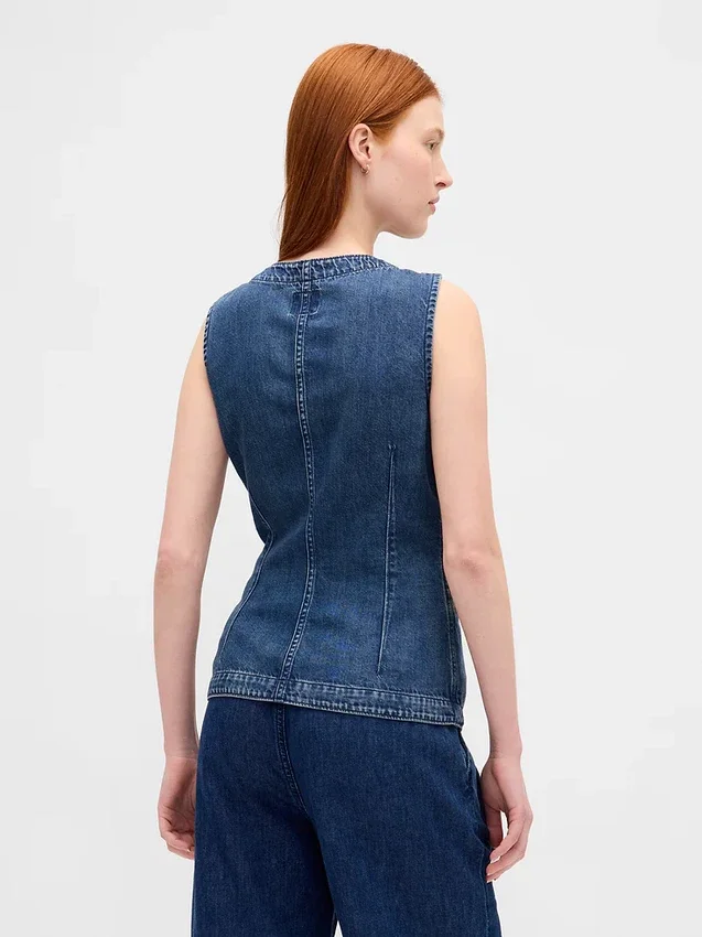 Chaleco largo de denim ultrasuave