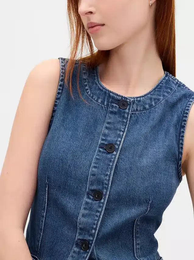 Chaleco largo de denim ultrasuave