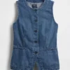 Chaleco largo de denim ultrasuave