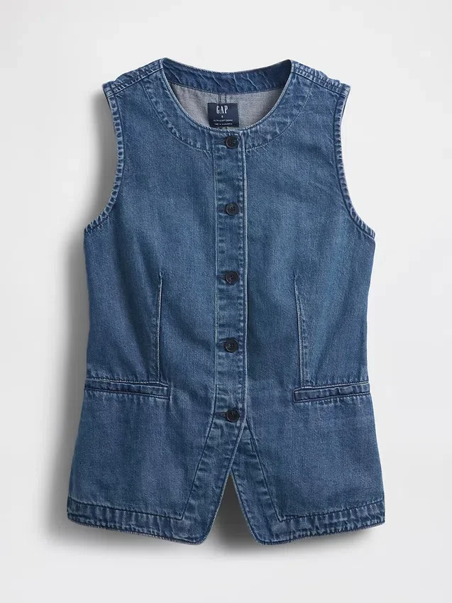 Chaleco largo de denim ultrasuave