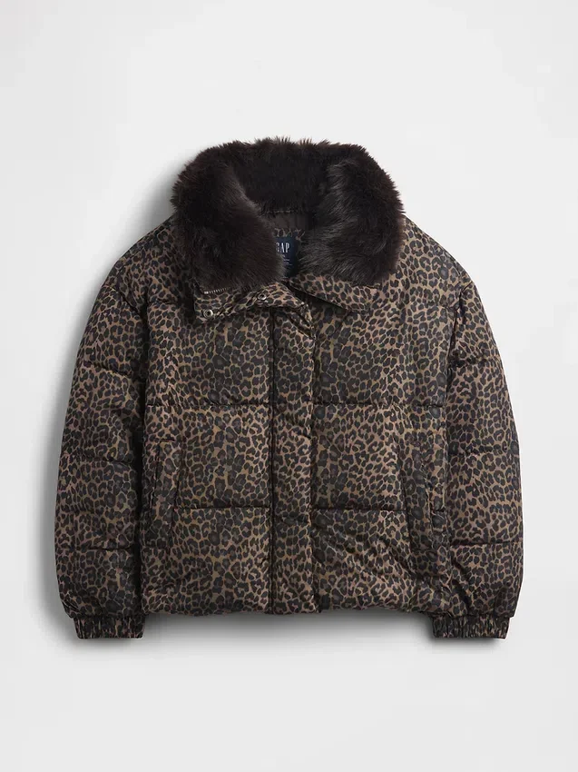 Chaqueta acolchada con ribete de piel sintética