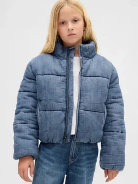 Chaqueta acolchada de vaquero con forro cálido para niños