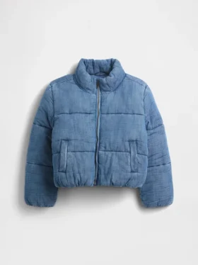 Chaqueta acolchada de vaquero con forro cálido para niños