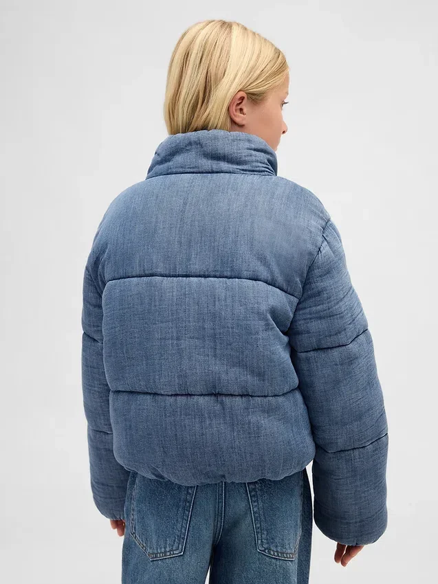 Chaqueta acolchada de vaquero con forro cálido para niños