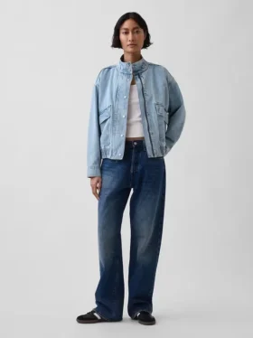 Chaqueta bomber de denim oversize