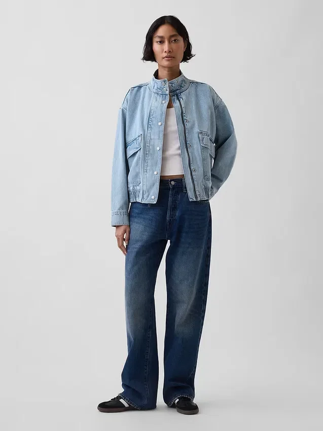 Chaqueta bomber de denim oversize