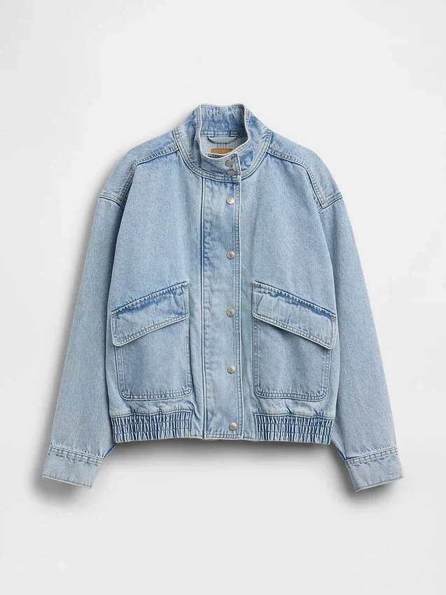 Chaqueta bomber de denim oversize