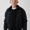 Chaqueta bomber infantil de lona con forro de sherpa