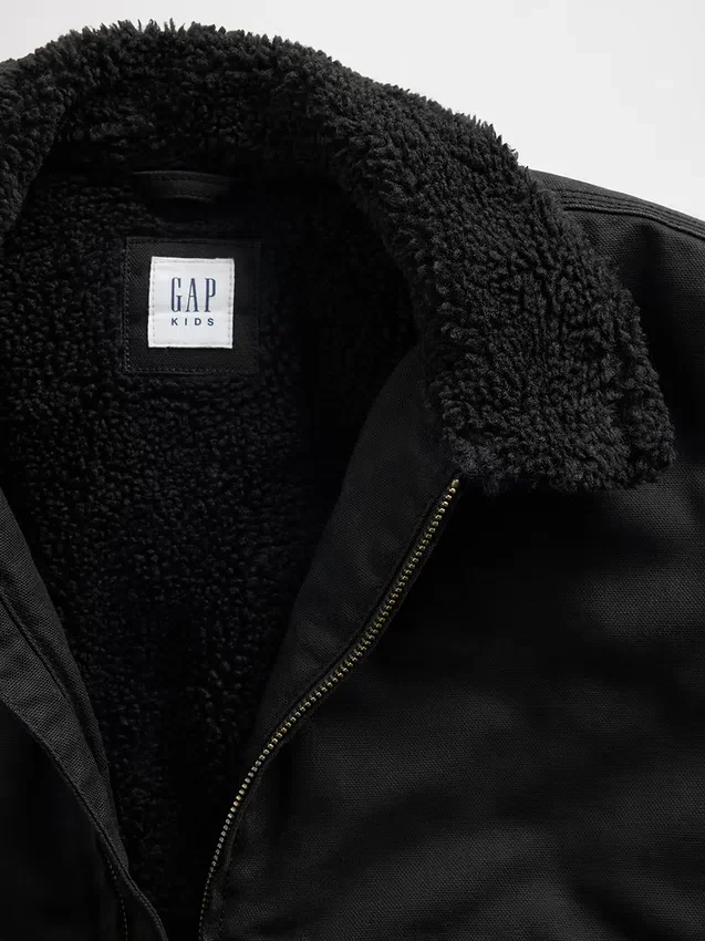 Chaqueta bomber infantil de lona con forro de sherpa