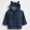 Chaqueta con capucha de denim ultrasuave para bebés