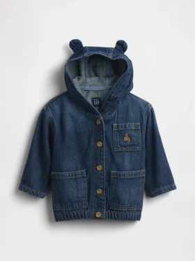 Chaqueta con capucha de denim ultrasuave para bebés
