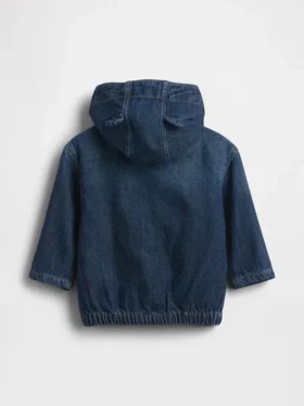 Chaqueta con capucha de denim ultrasuave para bebés
