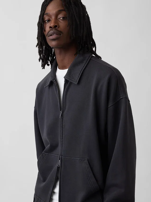 Chaqueta con cremallera oversize de peso grueso para adulto