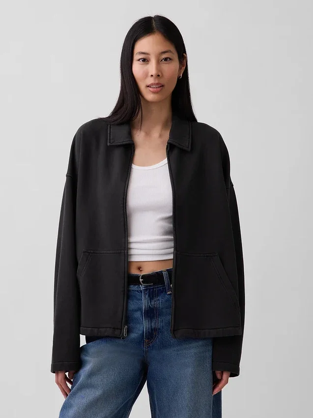 Chaqueta con cremallera oversize de peso grueso para adulto